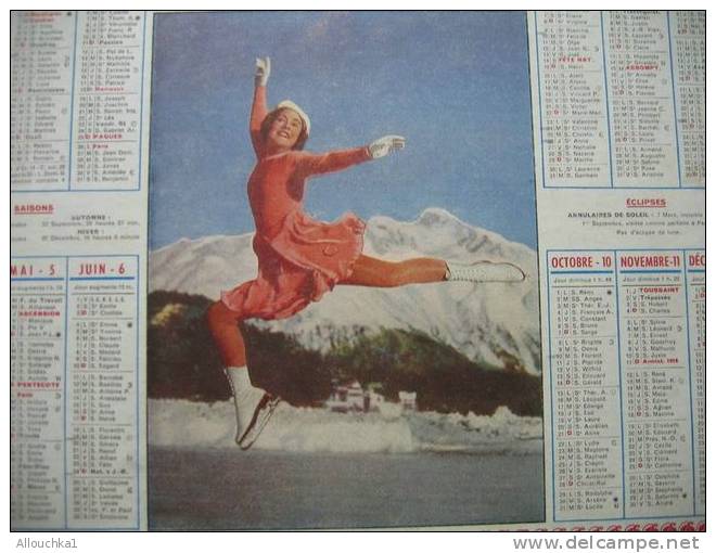 CALENDRIER ALMANACH DES POSTES ET TELEGRAPHES DE 1951  PATINAGE GRACE ET ELEGANCE SUPERBE RARE!! - Big : 1941-60