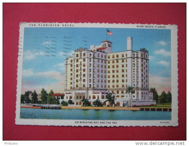 Miami Beach Fl  The Floridan Hotel  1936 Cancel     Linen ---------(Ref  114} - Miami Beach