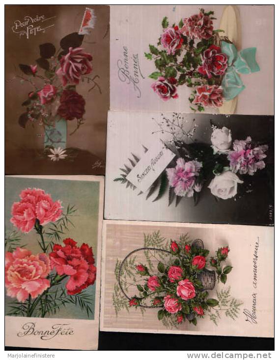 Superbe Lot De 12 Cartes Fantaisies Thème Fleurs.1900-1910. - Other & Unclassified