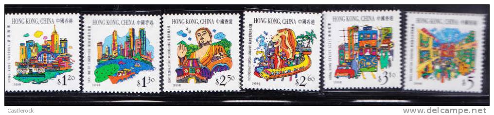 T)1999,HONG KONG,SET(6),HONG KONG AND SINGAPORE TOURISM,SCN 849-854,MNH,PERF.13 ¼ - Neufs