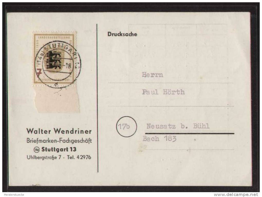 Bund - MiNr. 212 Mit Unterrand Als EF Auf Drucksache - Gelaufen STUTTGART 11.11.1955 - Briefe U. Dokumente