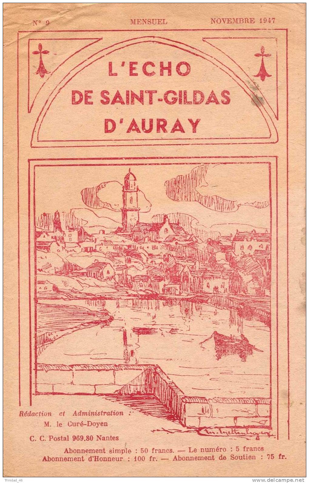 AURAY 56  ( L´ ECHO DE ST GILDAS )  1947 - Unclassified