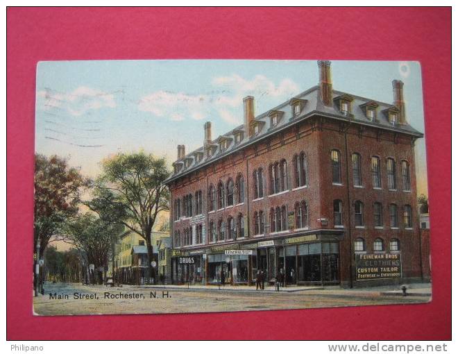 Rochester NH  Main Street  Store Fronts --1913 Cancel ---------(Ref  114} - Rochester