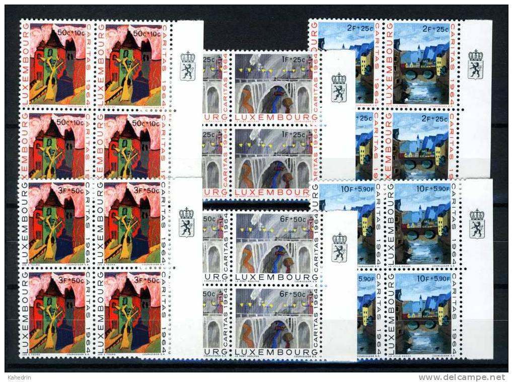 Luxemburg Luxembourg 1964, Caritas, (** MNH), Margin With Emblem (right Side), Block Of 4 - Nuevos