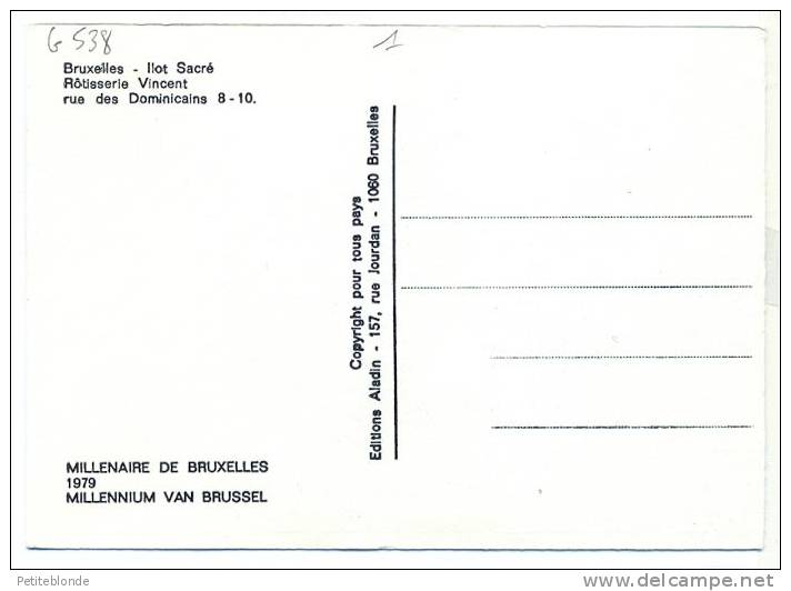 (G538) - Bruxelles - Ilot Sacré - Rotisserie Vincent - Rue Des Dominicains 8-10 / Millénaire De Bxl 1979 - Cafés, Hôtels, Restaurants