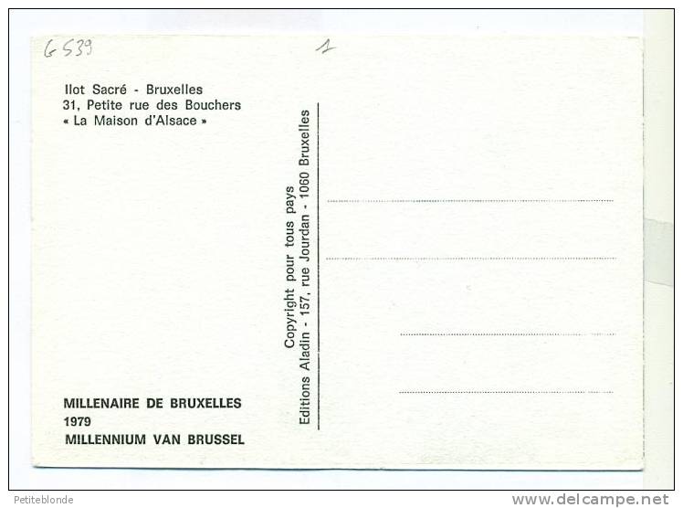 (G539) - Bruxelles - Ilot Sacré - 31, Petite Rue Des Bouchers - La Maison D'Alsace / Millénaire De Bxl 1979 - Pubs, Hotels, Restaurants