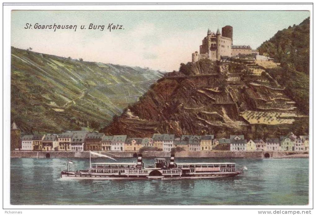 Deutschland  SAINT GOARSHAUSSEN  GOAR Burg Katz  Boot   Boat - St. Goar