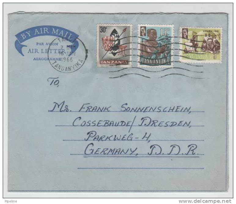 Tanzania Tanganyika Aerogramme Sent To Germany DDR 16-1-1966 - Tanzanie (1964-...)