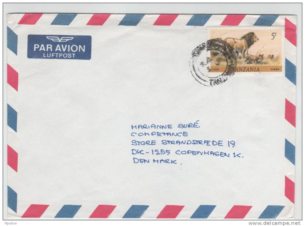 Tanzania Air Mail Cover Sent To Denmark With A LION On The Stamp - Tanzanie (1964-...)