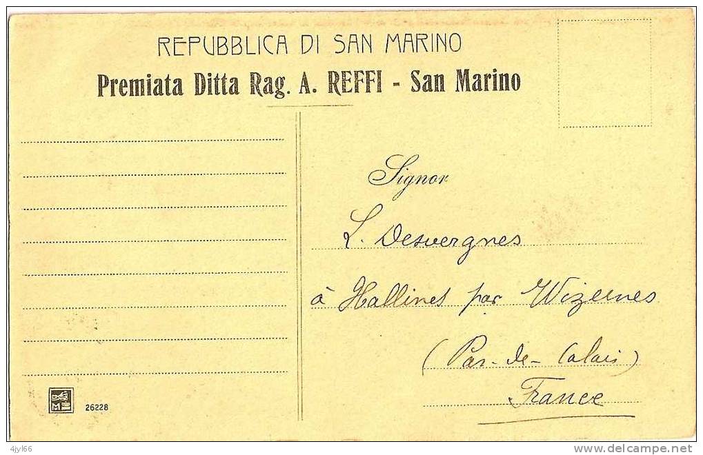 CPA Old Card SAN MARINO - Fianco Del Palazzo Governativo - Palais Gouvernemental - Cachet 1910 ? Sur N° 47 YT - Saint-Marin