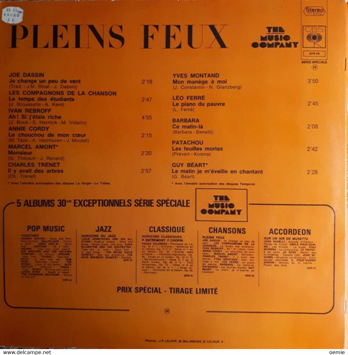 PLEINS  FEUX   REF CBS SPR 56   SERIE  SPECIALE - Compilations