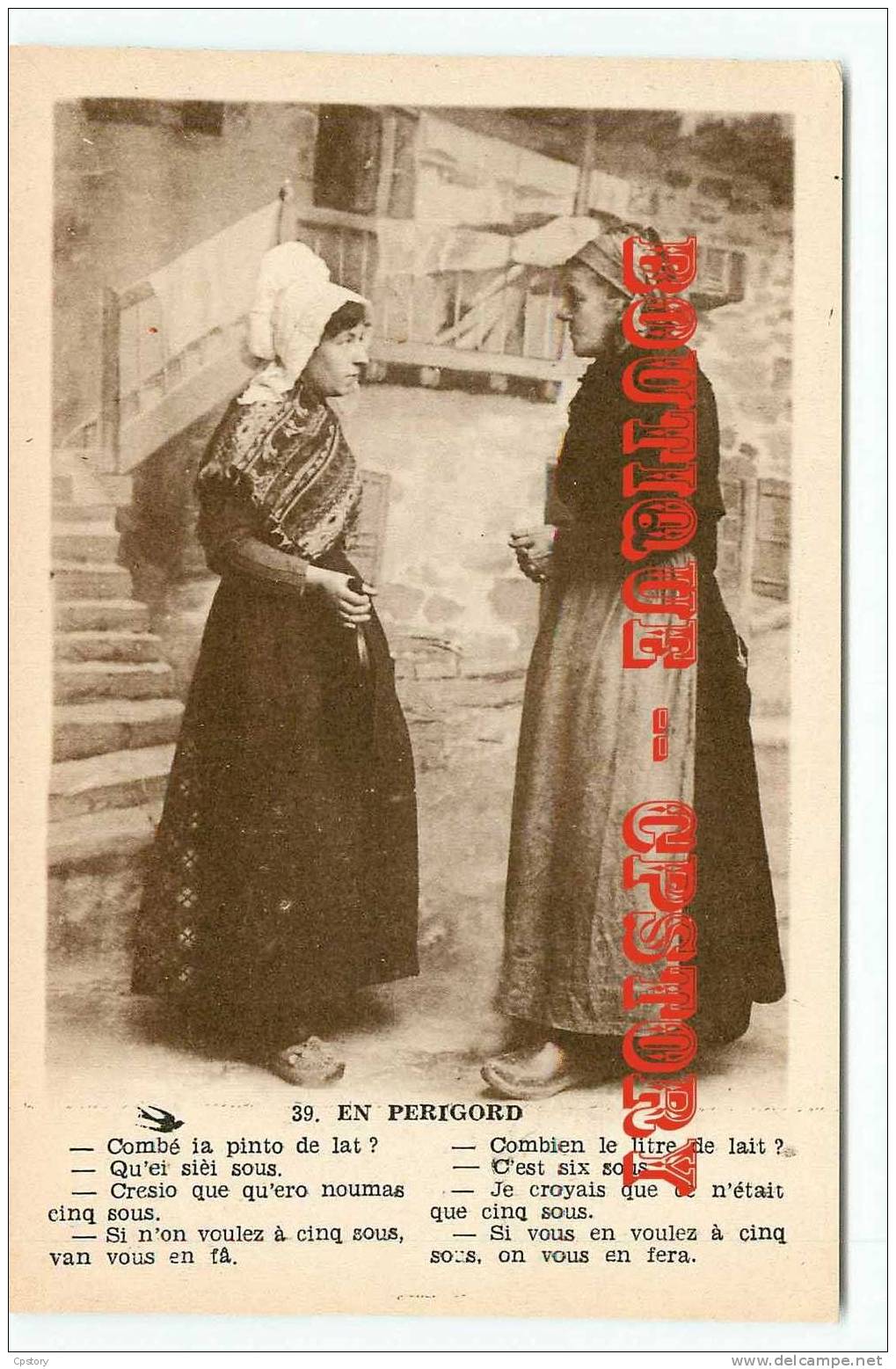 TYPE  PERIGORD N° 39 - Marchande De Lait - Marchandage - Femmes & Coiffe - Dos Scané - Fermes
