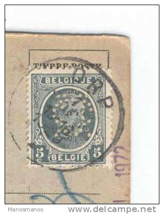 319/16 - IMPRIME Caisse De Retraite TP Houyoux  5 C  PERFORE ORP 1929 - Cachet Admin. Communale De NODUWEZ - 1909-34