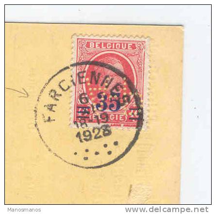 323/16 - Carte Privée TP Houyoux 35 C  PERFORE A.P. FARCIENNES 1928 - Entete Charbonnage D'AISEAU - PRESLE - 1909-34
