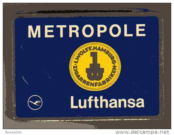 BOITE DE CIGARILLOS  - ALLEMAGNE - METROPOLE - LUFTHANSA - METAL - VIDE - COMPAGNIE AERIENNE - 40 ZIGARILLOS - Autres & Non Classés