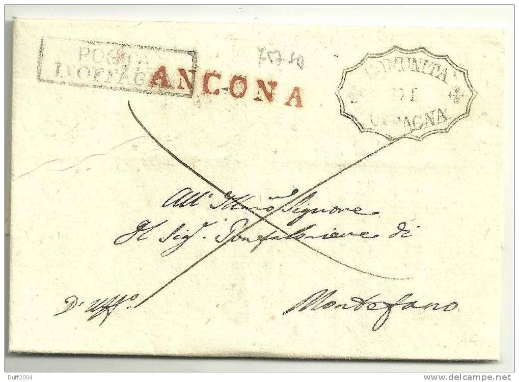 MARCHE - STORIA POSTALE - DA OFFAGNA A MONTEFANO - 10.8.1818. - ...-1850 Préphilatélie