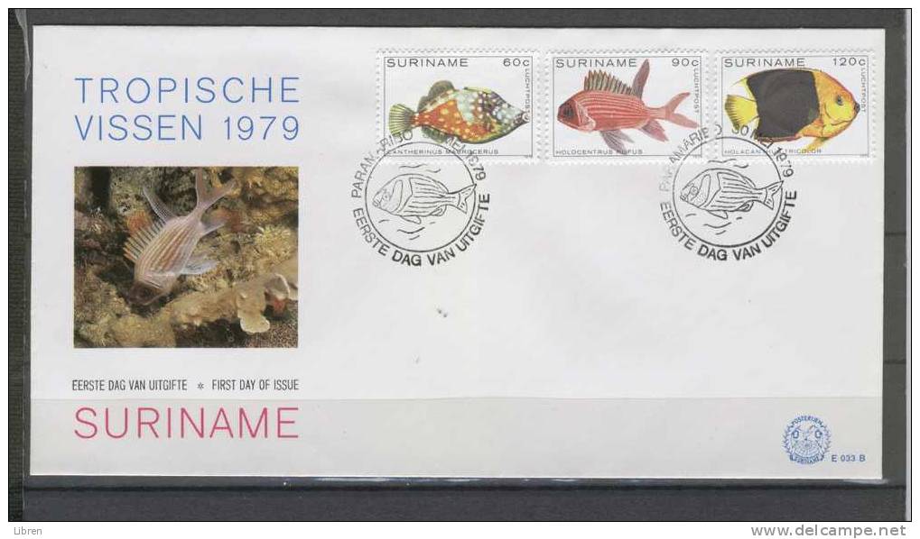 REP SURINAME 1979 FDC E033a+b TROPICAL FISH, FISCH, POISSONS, VISSEN. BLANC. - Surinam