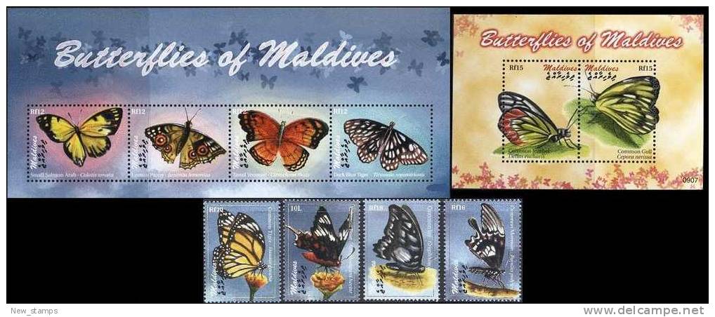 Maldives 2009 Butterflies 6v + 2 SS MNH - Butterflies