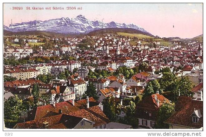 St Gallen.6.09.1919.Vue Générale De La Ville - Saint-Gall