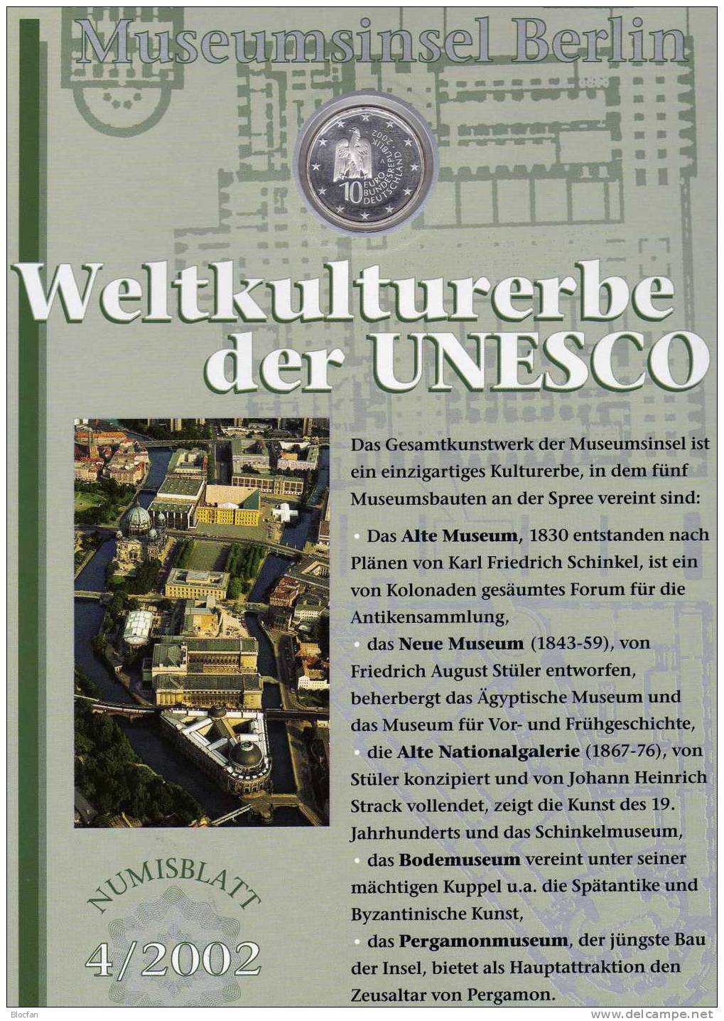 Museumsinsel Berlin Deutschland Numisblatt NB4/2002 Mit 2274 Im 10-KB SST 45€ Bodemuseum Bf Document Sheetlet Of Germany - Commémoratives