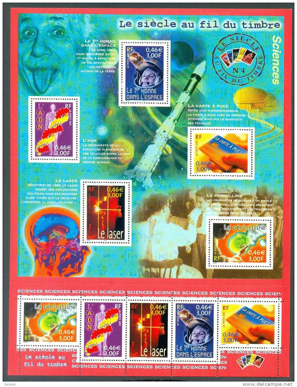 France 2001 Bloc39 Bloc 39 Le Siècle Au Fil Du Timbre No 4 Sciences Space MNH XX - Europa