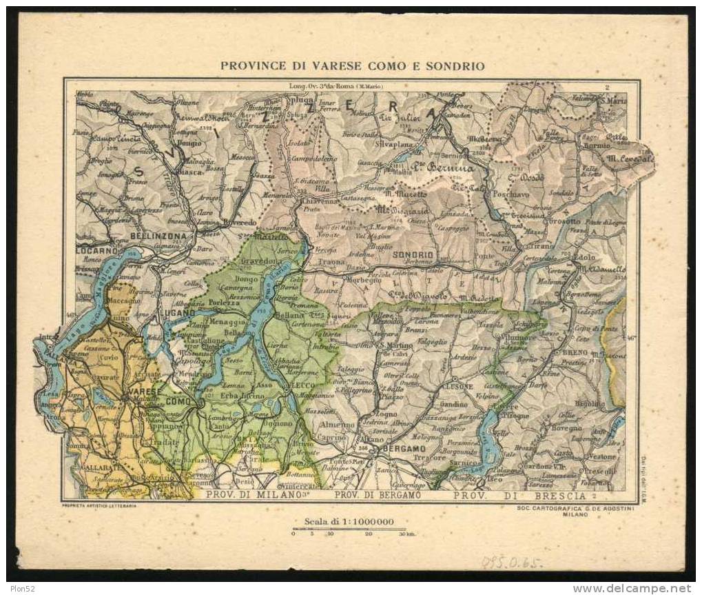 5064-VARESE-COMO-SONDRIO- CARTINA  DELLE PROVINCE-PUBBLICITA' MEDICINALI-1934 - Varese