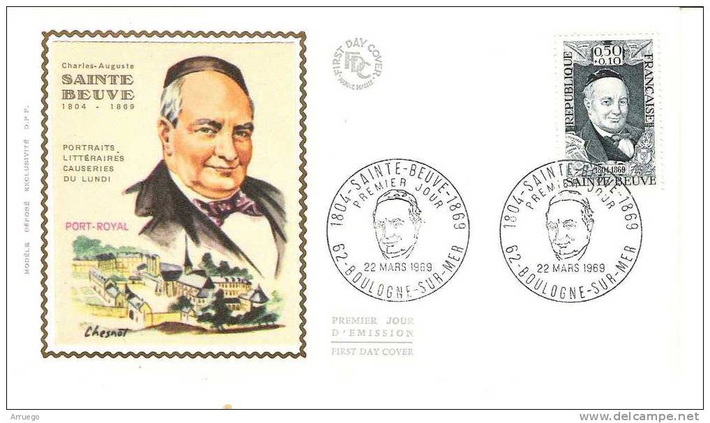 FRANCE. FDC WRITER SAINT BEUVE. BOULOGNE SUR MER. 1969 - 1960-1969