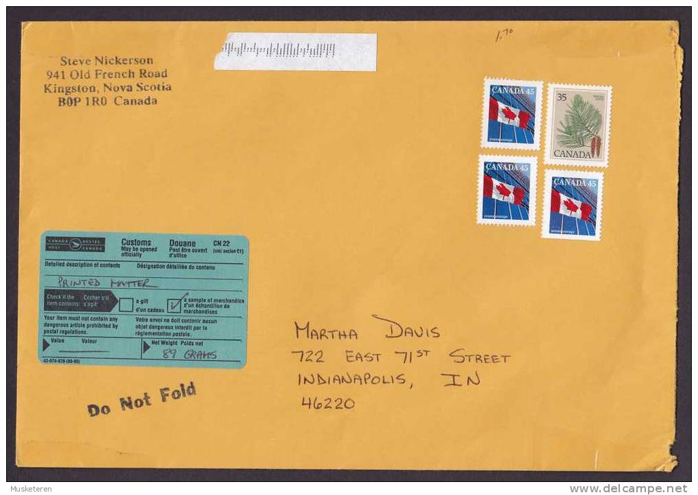 Canada Customs / Douane Label Kingston Nova Scotia Cover To United States Canadian Flag - Lettres & Documents
