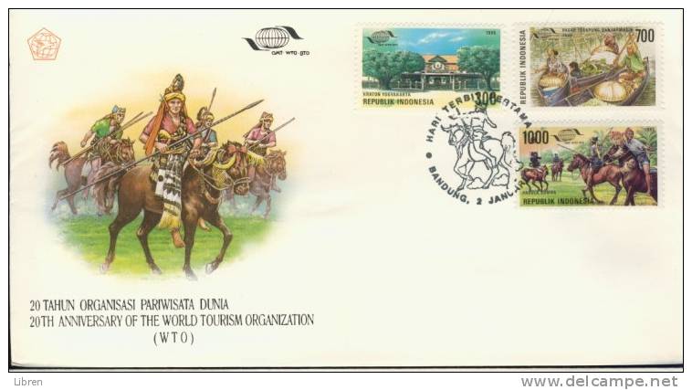 INDONESIA 1995 FDC ZONNEBLOEM 1624-1626 TOURISM. - Indonesia