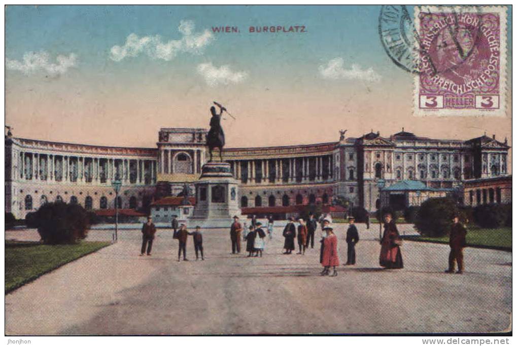 Austria- Postcard 1912- Vienna-Burgplatz(Castle Square)  - 2/scans - Château De Schönbrunn