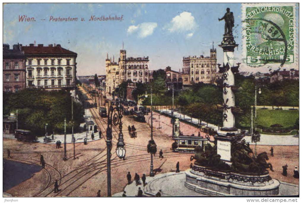 Austria- Postcard 1912- Vienna-Praterstern U. Nordbahnhof(North Station) - Prater