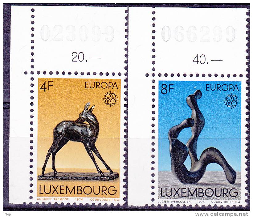 EUROPA - CEPT - Michel -  Luxemburg - 1974 - Nr 882/83 (Plaatnummer/Numéro De Planche) -  MNH** - 1974