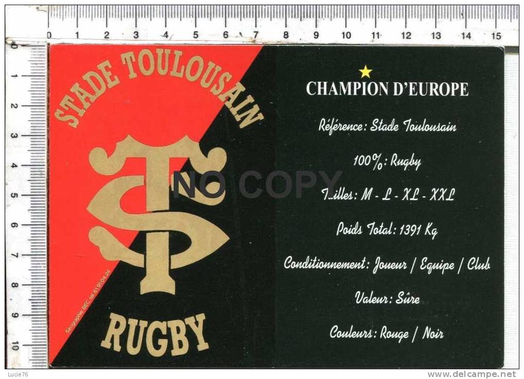 STADE TOULOUSAIN  -  RUGBY -   Champion D'Europe - Rugby