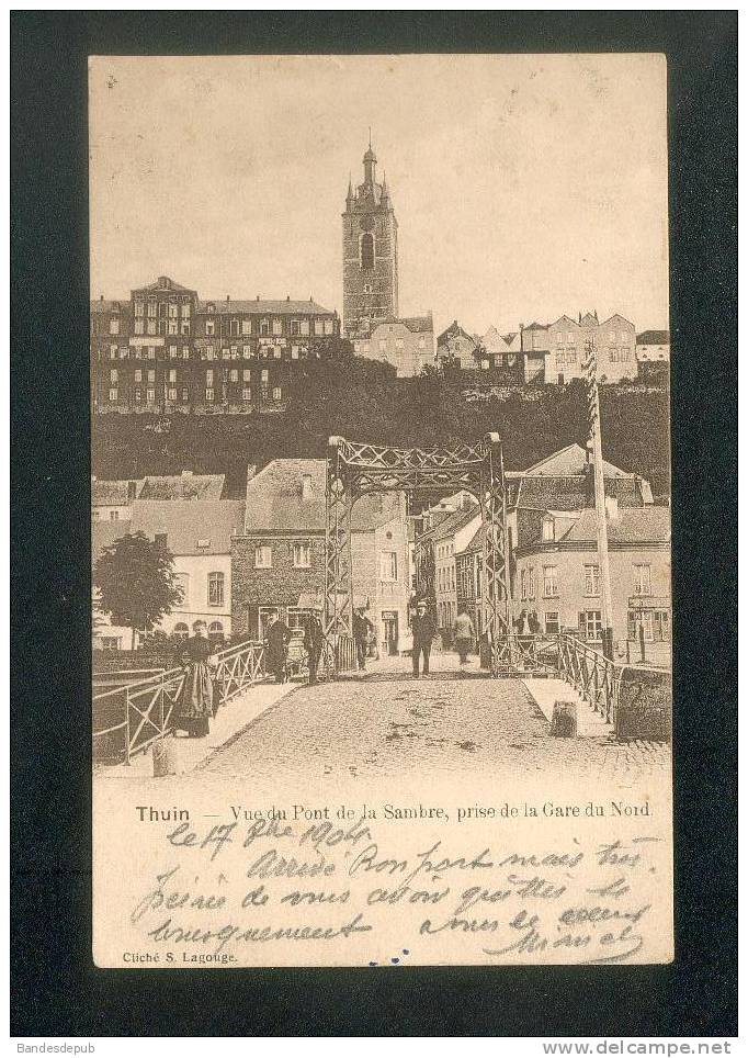 Belgique - Thuin - Vue Du Pont De La Sambre Prise De La Gare Du Nord ( Animée Cliché Lagouge Dos Simple) - Thuin