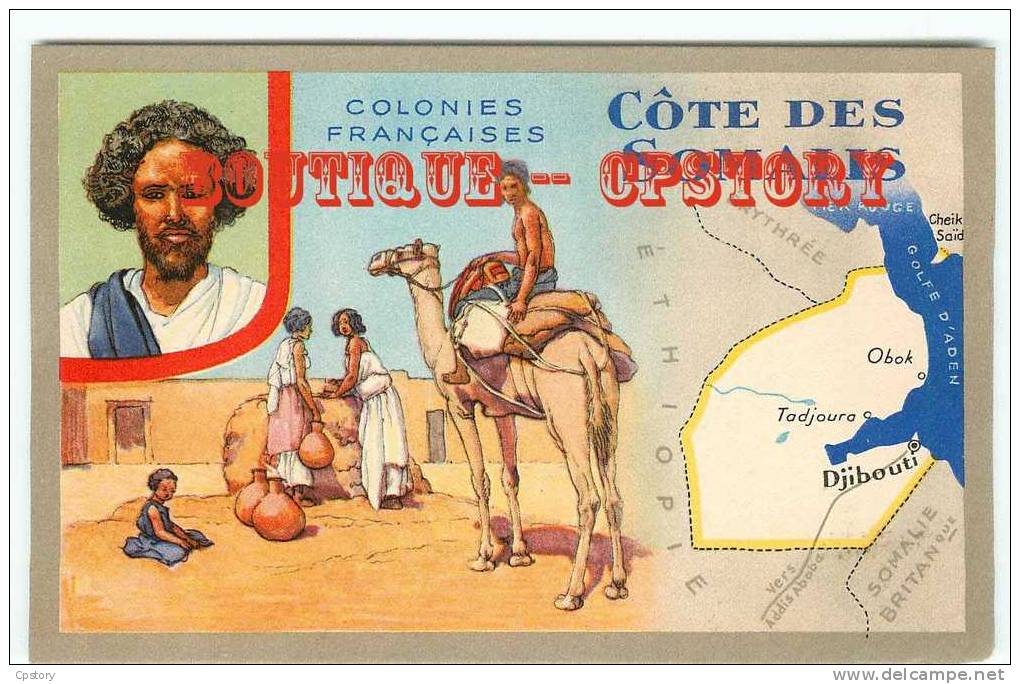 COTE Des SOMALIS - Djibouti - Carte Et Richesse Du Pays Au Dos - Chameau - Publicité Lion Noir - Dos Scané - Somalia