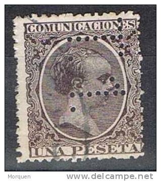 1 Pta Alfonso XIII Pelon, Perforado T.1 Telegrafos Edifil 226 T - Usados