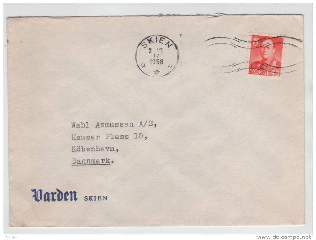 Norway Cover Sent To Denmark SKIEN 2-12-1958 - Brieven En Documenten