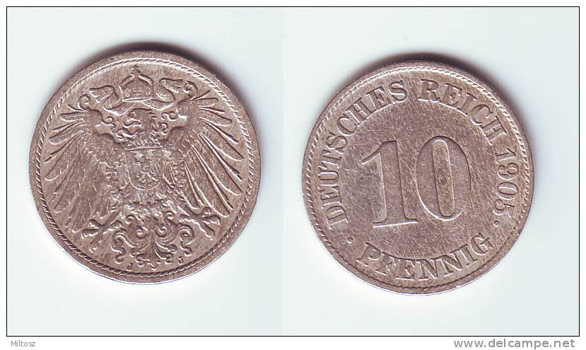 Germany 10 Pfennig 1905 J - 10 Pfennig