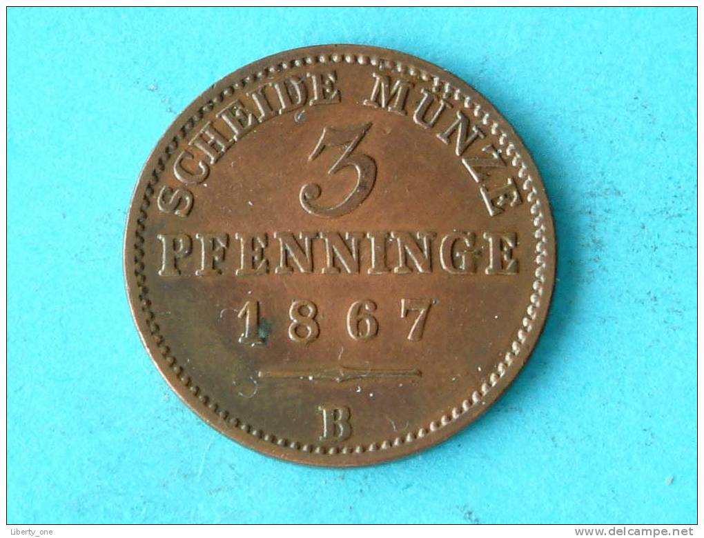 1867 B - 3 PFENNINGE / KM 482 ( See Impact / For Grade, Please See Photo ) ! - Petites Monnaies & Autres Subdivisions