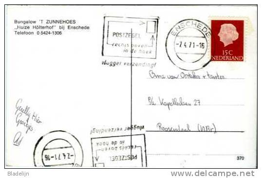 ENSCHEDE (Overijssel) - Bungalow ´t Zunnehoes. Huize Hölterhof (1971) - Recreatie - Enschede