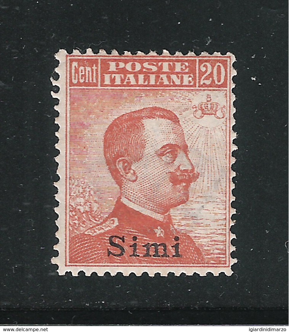 SIMI - Egeo - Possedimenti Italiani - 1917-22 - Valore Nuovo Con T.l. Da 20 C .soprastampato - In Buone Condizioni. - Ägäis (Simi)