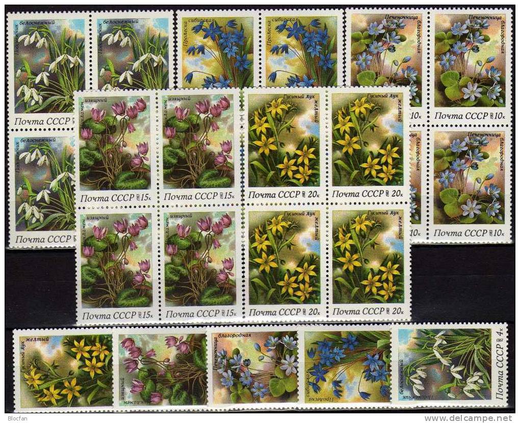 Blaustern Leberblümchen Alpenveilchen Goldstern 1983 Sowjetunion 5278/2 + 4-Block ** 14€ Botanik Flower Set From USSR SU - Vrac (max 999 Timbres)