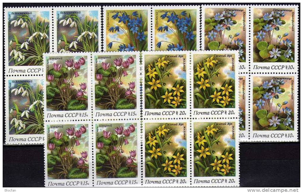 Blaustern Leberblümchen Alpenveilchen Goldstern 1983 Sowjetunion 5278/2 + 4-Block ** 14€ Botanik Flower Set From USSR SU - Vrac (max 999 Timbres)