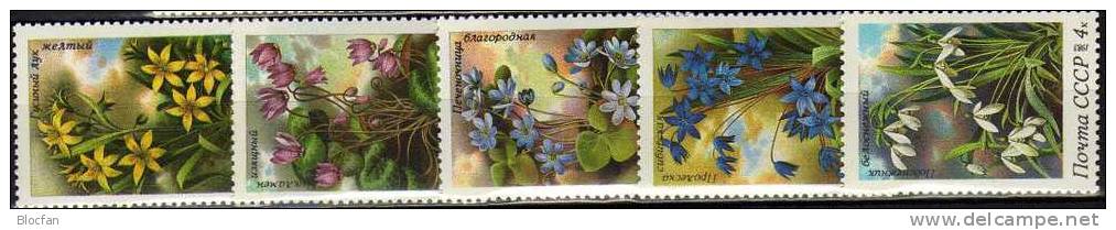 Blaustern Leberblümchen Alpenveilchen Goldstern 1983 Sowjetunion 5278/2 + 4-Block ** 14€ Botanik Flower Set From USSR SU - Vrac (max 999 Timbres)