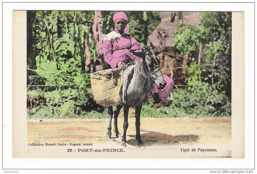 HAÏTI  /  PORT-au-PRINCE  /  TYPE  DE  PAYSANNE  ( Sur âne ) /  Collection  Benoît  COUBA  N° 22 - Haiti