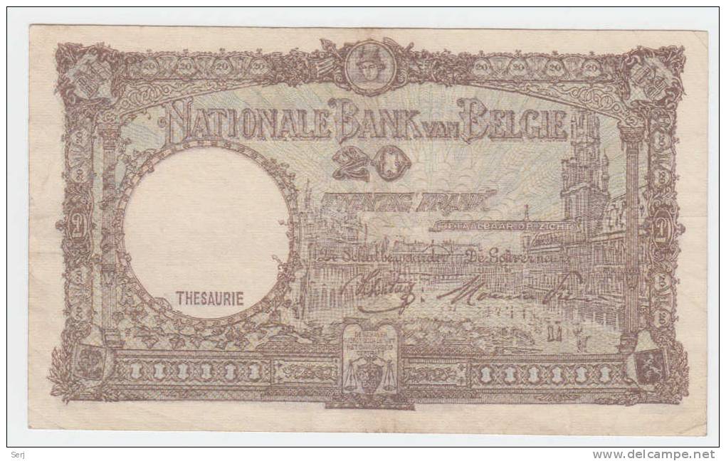 BELGIUM BELGIQUE 20 Francs 1944 P 111 - Sonstige & Ohne Zuordnung