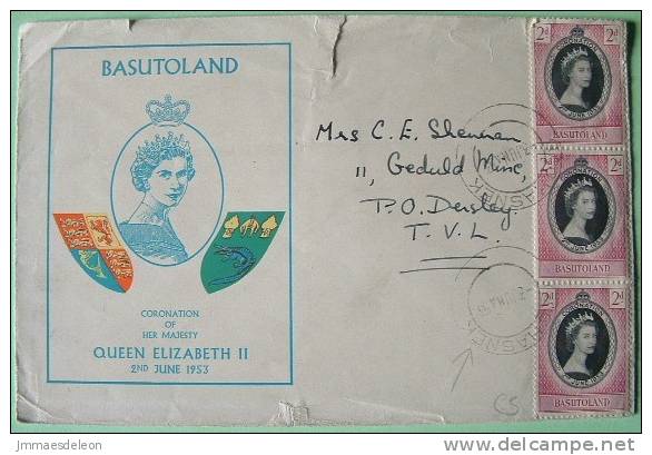 Basutoland (Lesotho) 1953 FDC Cover Chasnek To Geduld Mine, Dersley, Transvaal South Africa - Coronation - Lesotho (1966-...)