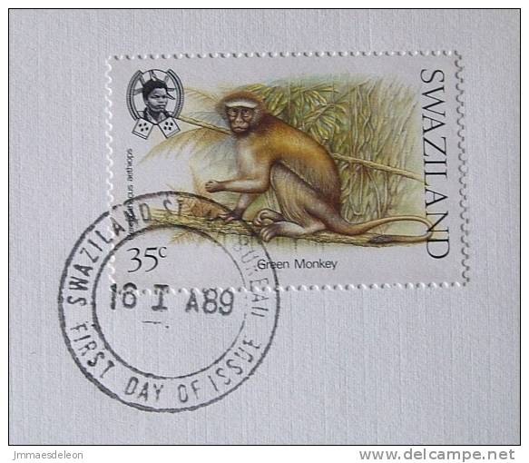 Swaziland 1989 FDC Cover - Boxing - Green Monkey - Swaziland (1968-...)