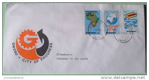 Zimbabwe 1984 FDC Cover Gweru Cancel - International Trade Fair - Flag Map Earth Globe - Zimbabwe (1980-...)