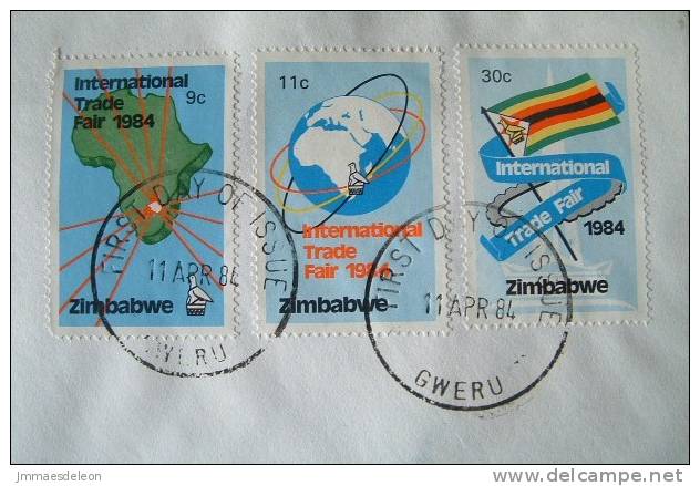 Zimbabwe 1984 FDC Cover Gweru Cancel - International Trade Fair - Flag Map Earth Globe - Zimbabwe (1980-...)